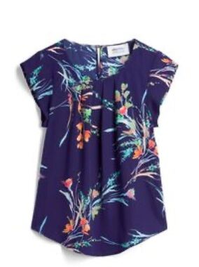 Alice Blue Navy Floral Cap-Sleeve Blouse